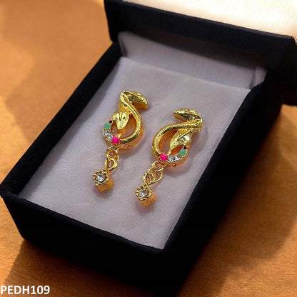 PEDH109-MZM PEDH109 MZM Covered Leaf Round Drop Earrings