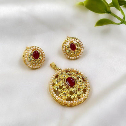 PPSH00250 MZM Flower Oval Pendant Set