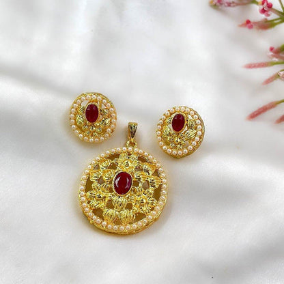 PPSH00250 MZM Flower Oval Pendant Set