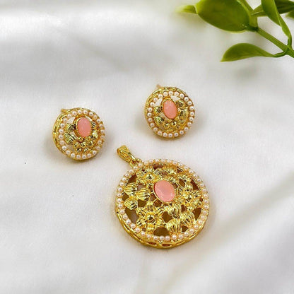 PPSH00250 MZM Flower Oval Pendant Set