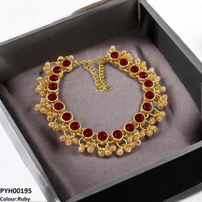 PYH00195 FRN Round Pearl Drop Single Anklet - PYH