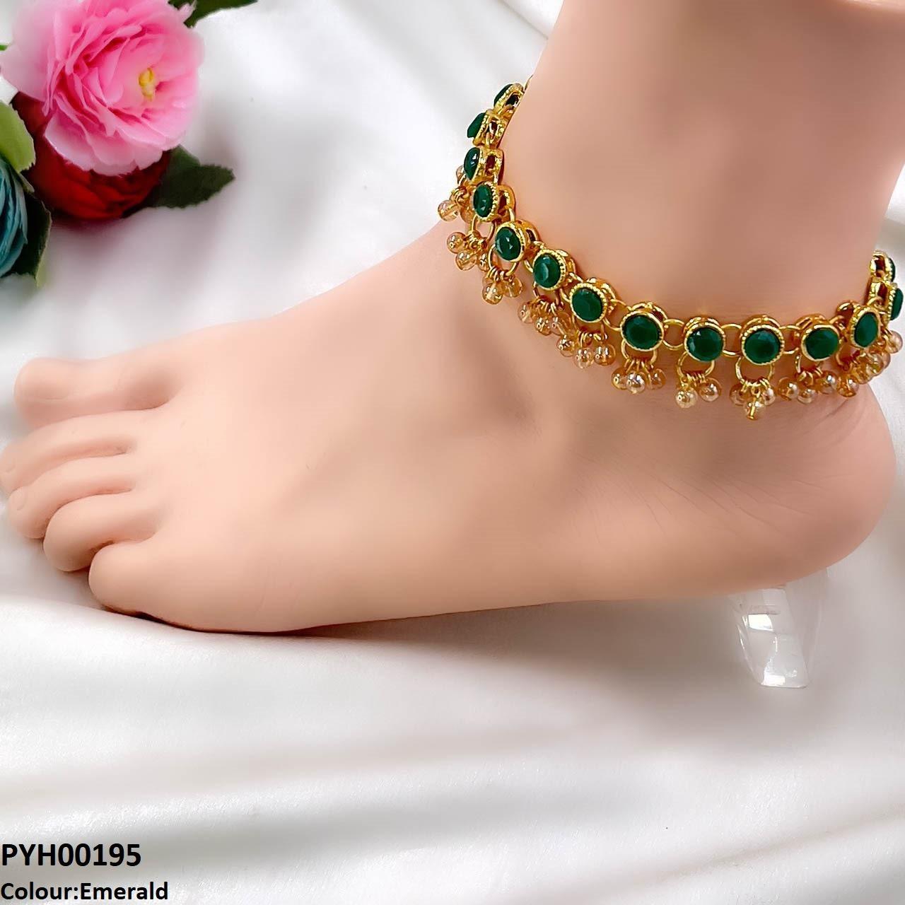 PYH00195 FRN Round Pearl Drop Single Anklet - PYH