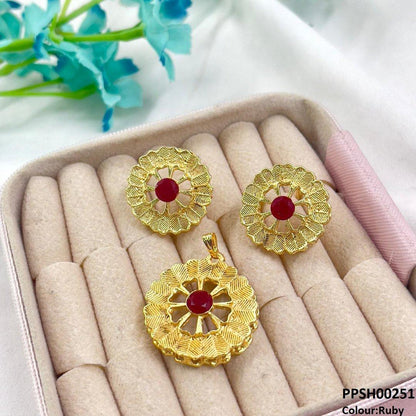 PPSH00251 MZM Round Flower Pedant Set - PPSH