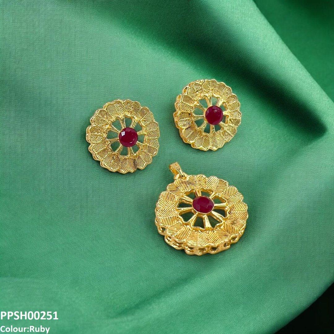 PPSH00251 MZM Round Flower Pedant Set - PPSH