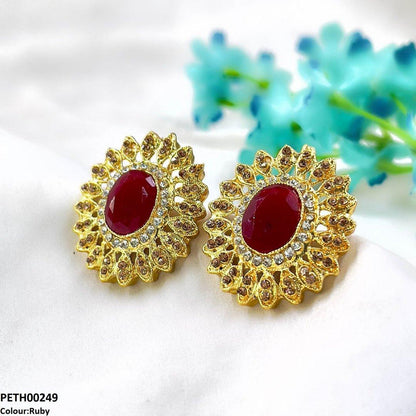 PETH00249 FRN Oval Flower Tops Pair - PETH