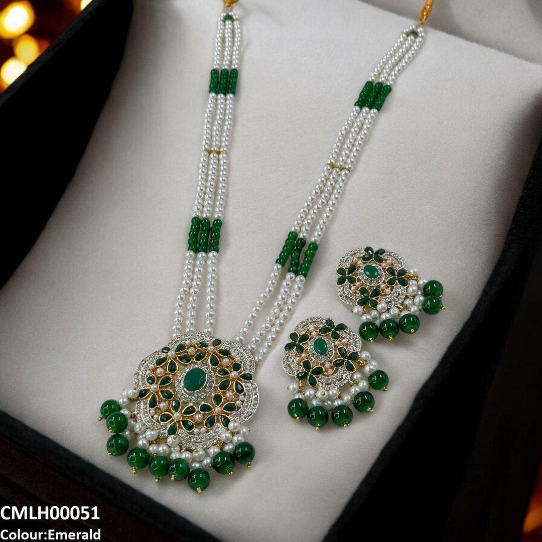 CMLH00051 SDQ Round Pearl Drop Mala Set - CMLH