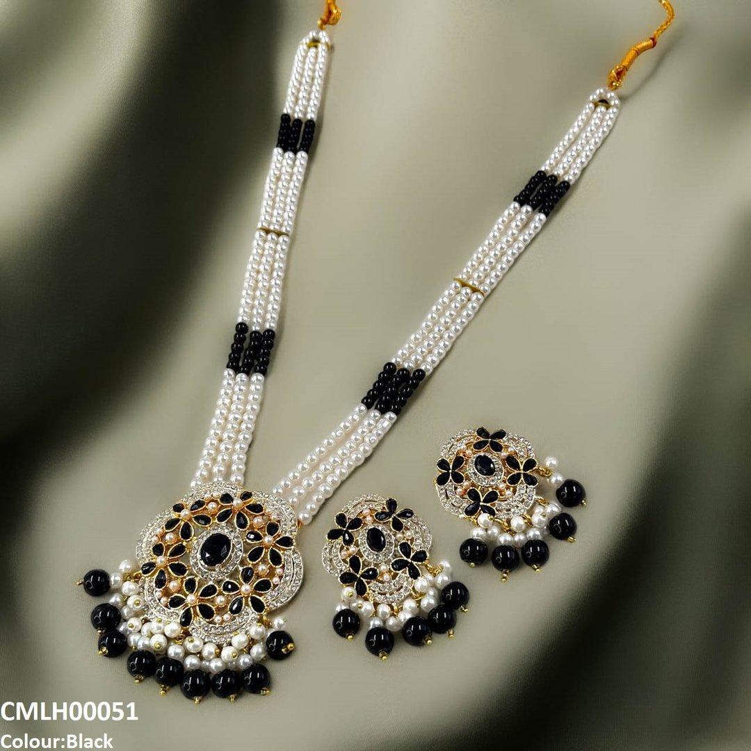 CMLH00051 SDQ Round Pearl Drop Mala Set - CMLH