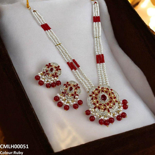 CMLH00051 SDQ Round Pearl Drop Mala Set - CMLH