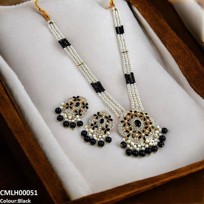 CMLH00051 SDQ Round Pearl Drop Mala Set - CMLH