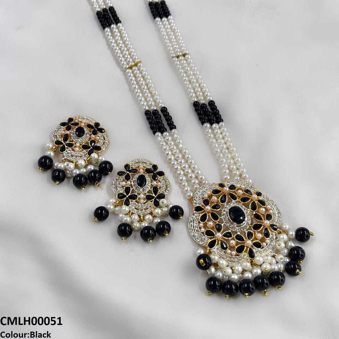 CMLH00051 SDQ Round Pearl Drop Mala Set - CMLH