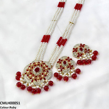 CMLH00051 SDQ Round Pearl Drop Mala Set - CMLH