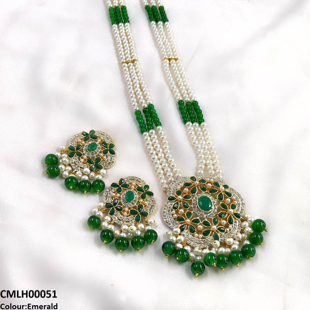 CMLH00051 SDQ Round Pearl Drop Mala Set - CMLH