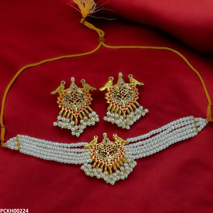 PCKH00224 MZM Multi Stone Pearl Choker Set - PCKH