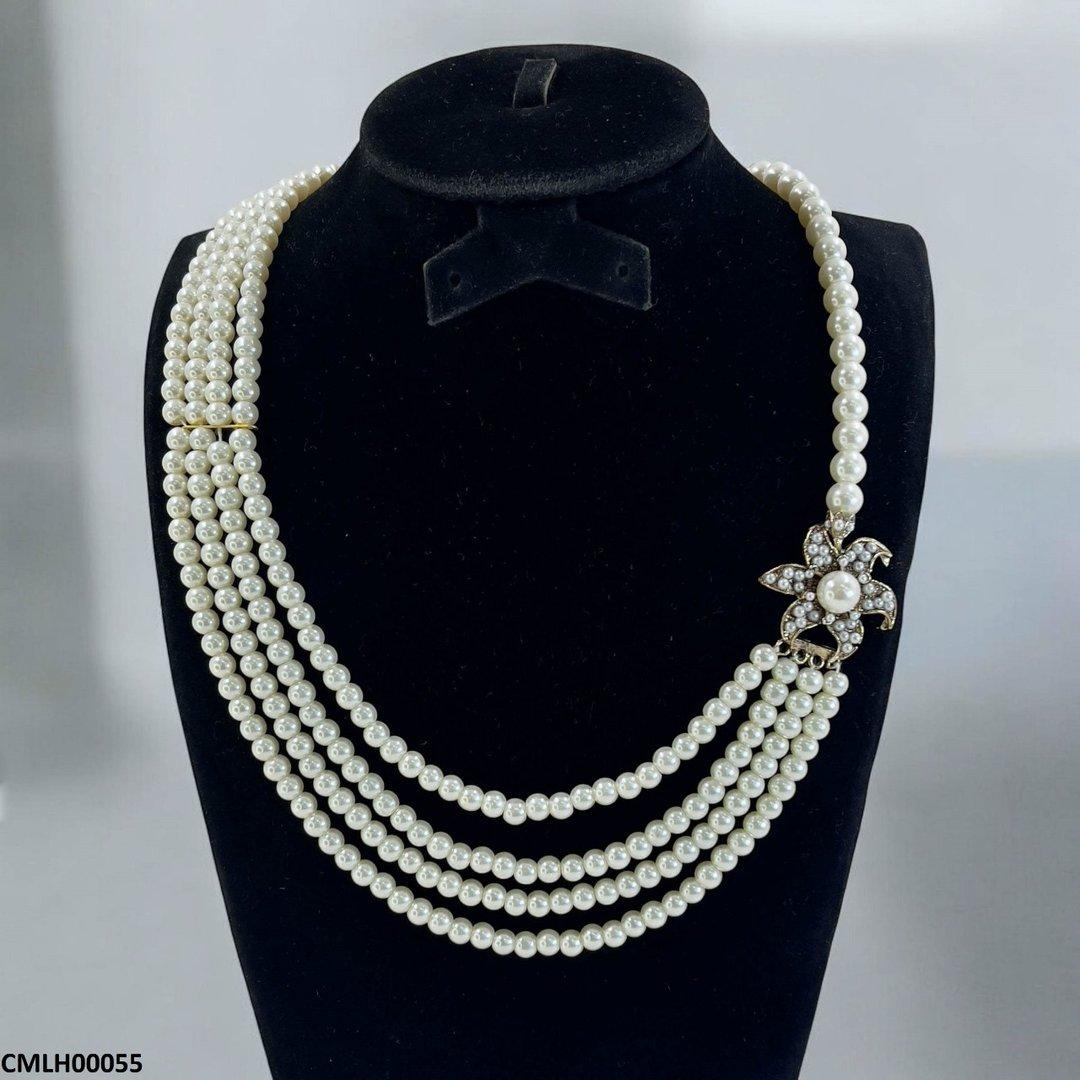CMLH00055 SDQ Flower Broach Pearl Mala - CMLH