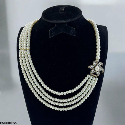 CMLH00055 SDQ Flower Broach Pearl Mala - CMLH