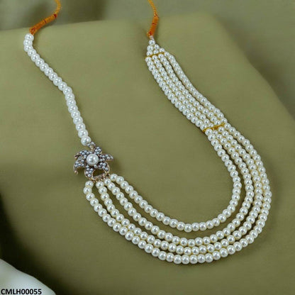 CMLH00055 SDQ Flower Broach Pearl Mala - CMLH