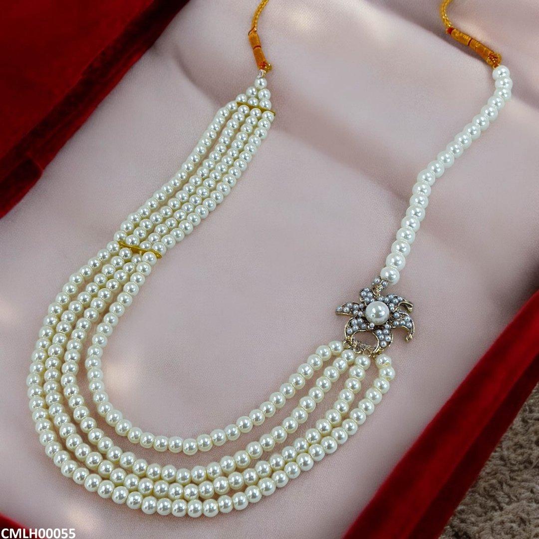 CMLH00055 SDQ Flower Broach Pearl Mala - CMLH