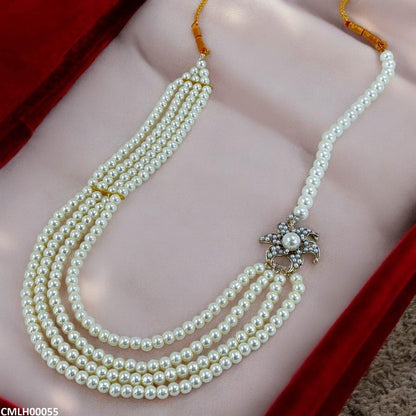 CMLH00055 SDQ Flower Broach Pearl Mala - CMLH