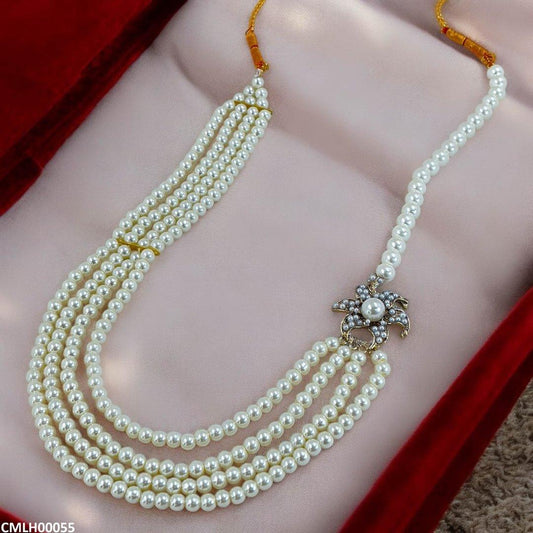 CMLH00055 SDQ Flower Broach Pearl Mala - CMLH