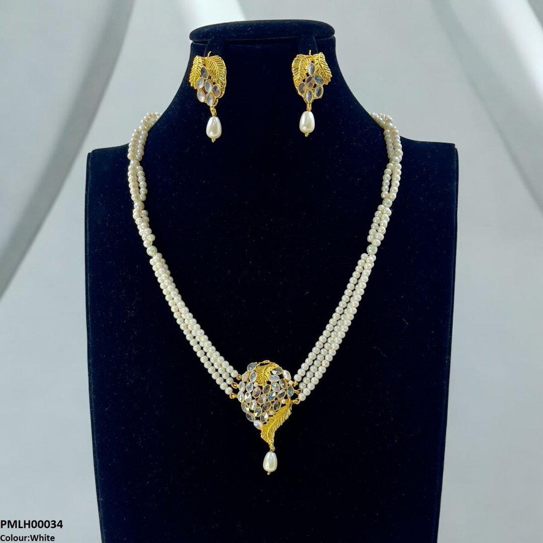PMLH00034 FRN Leaf Pearl Drop Mala Set - PMLH