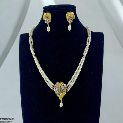 PMLH00034 FRN Leaf Pearl Drop Mala Set - PMLH