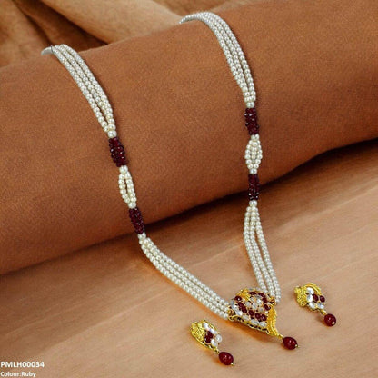 PMLH00034 FRN Leaf Pearl Drop Mala Set - PMLH