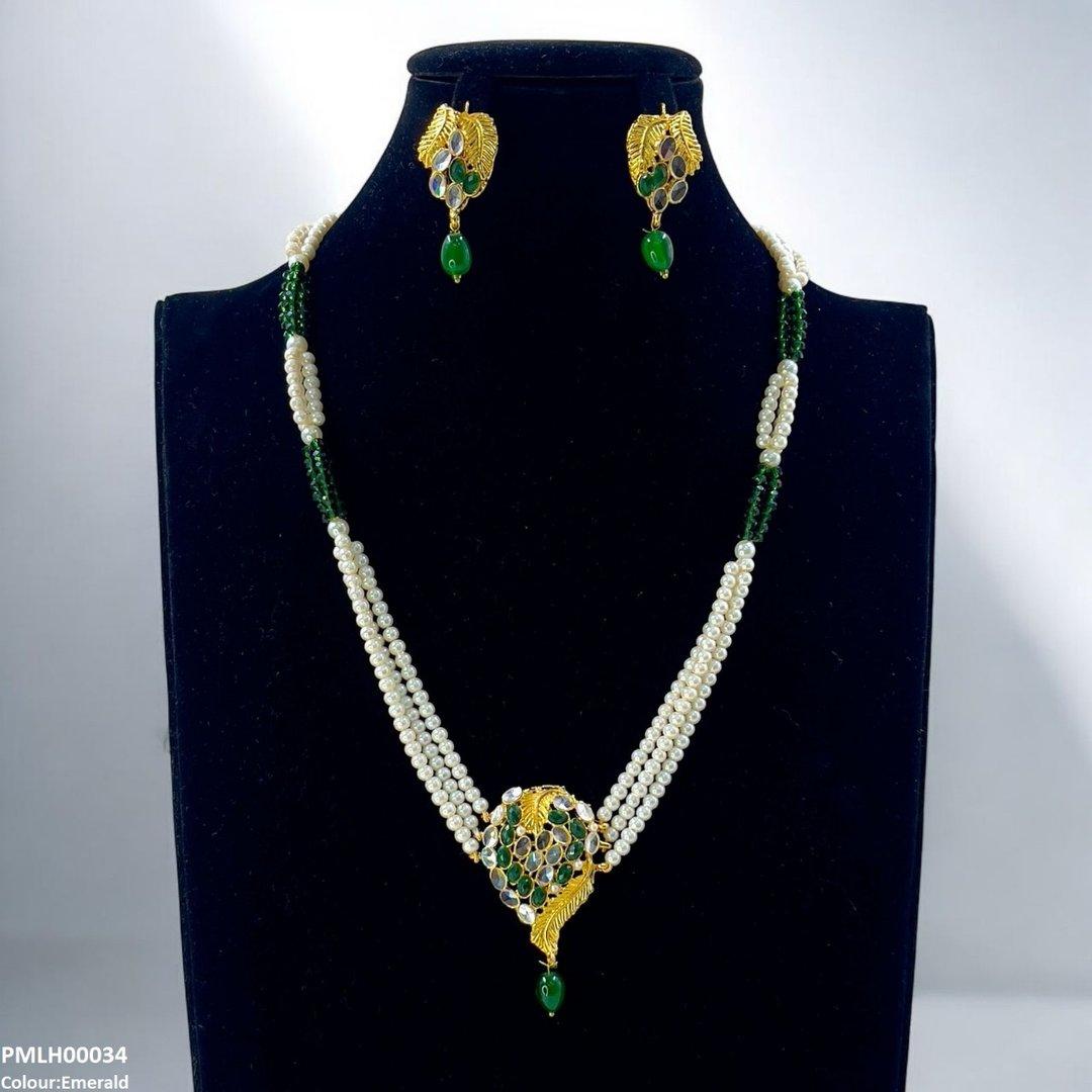PMLH00034 FRN Leaf Pearl Drop Mala Set - PMLH