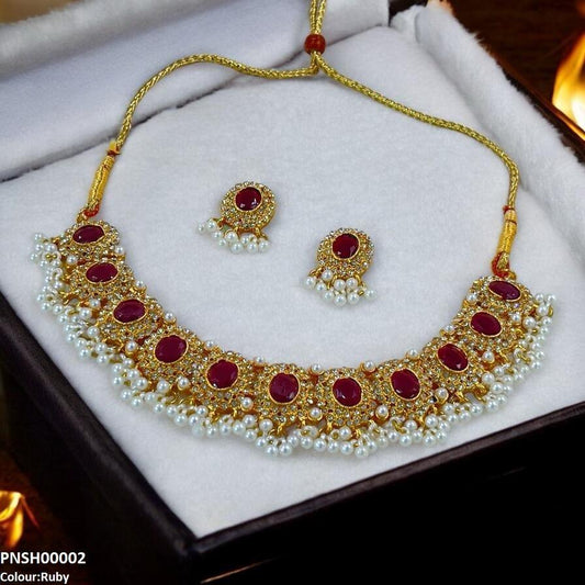 PNSH00002 FRN Oval Pearl Drop Necklace Set - PNSH