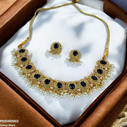 PNSH00002 FRN Oval Pearl Drop Necklace Set - PNSH