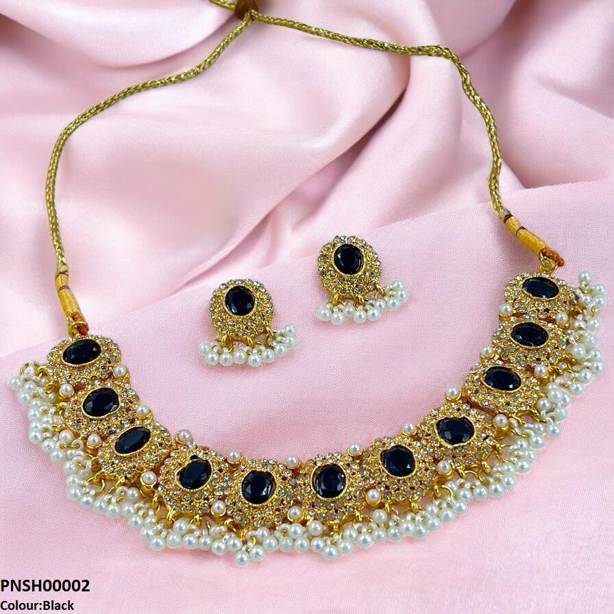 PNSH00002 FRN Oval Pearl Drop Necklace Set - PNSH