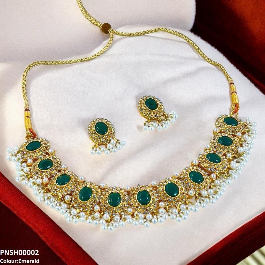 PNSH00002 FRN Oval Pearl Drop Necklace Set - PNSH