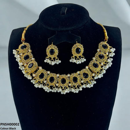 PNSH00002 FRN Oval Pearl Drop Necklace Set - PNSH