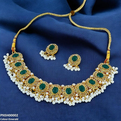 PNSH00002 FRN Oval Pearl Drop Necklace Set - PNSH