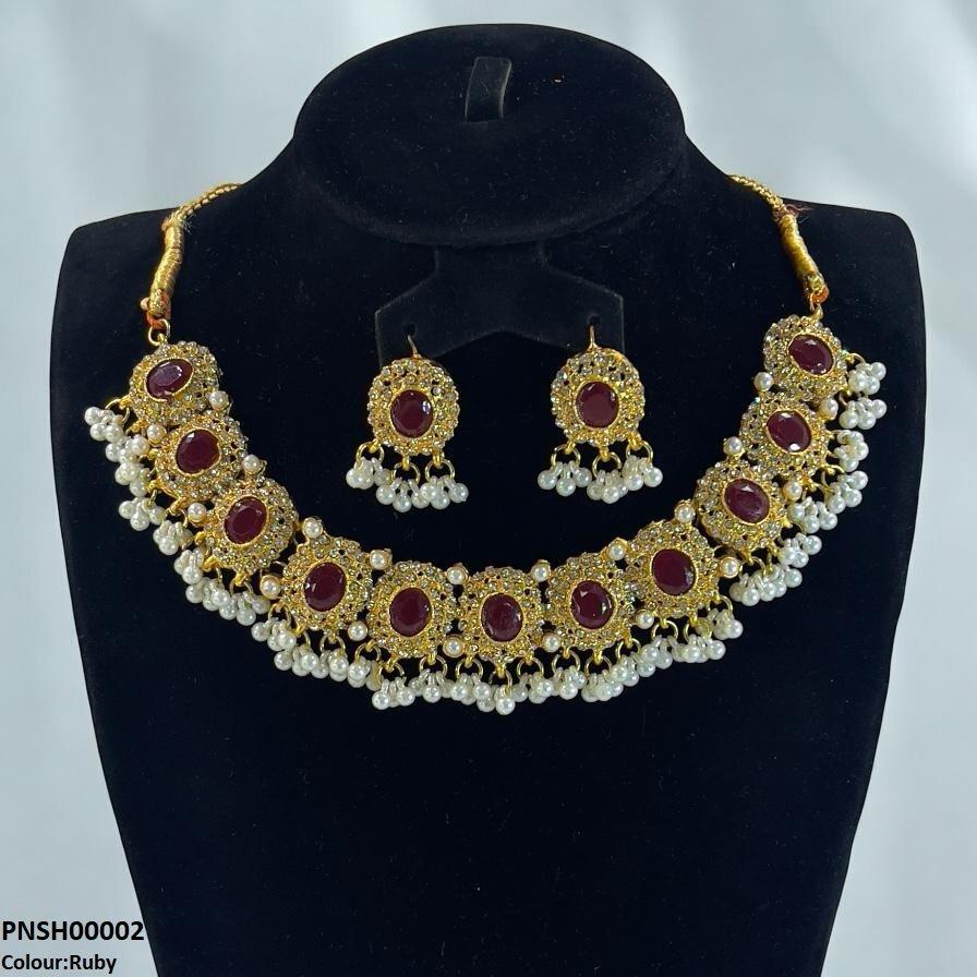 PNSH00002 FRN Oval Pearl Drop Necklace Set - PNSH