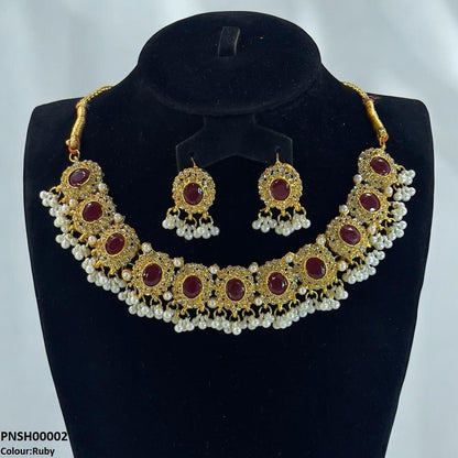 PNSH00002 FRN Oval Pearl Drop Necklace Set - PNSH