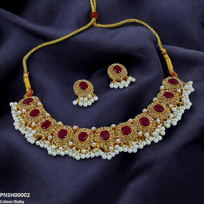 PNSH00002 FRN Oval Pearl Drop Necklace Set - PNSH