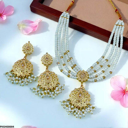 PNSH00004 MZM Pearl Drop Necklace Set - PNSH