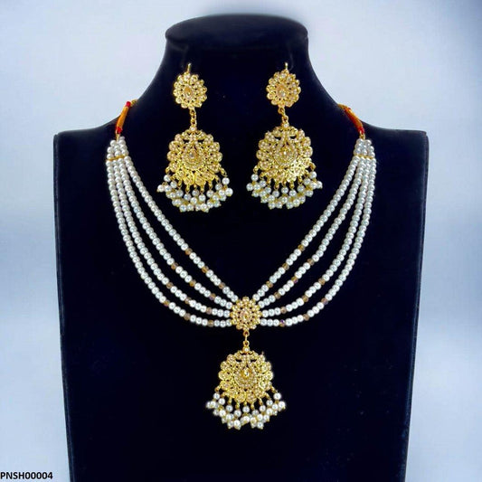 PNSH00004 MZM Pearl Drop Necklace Set - PNSH