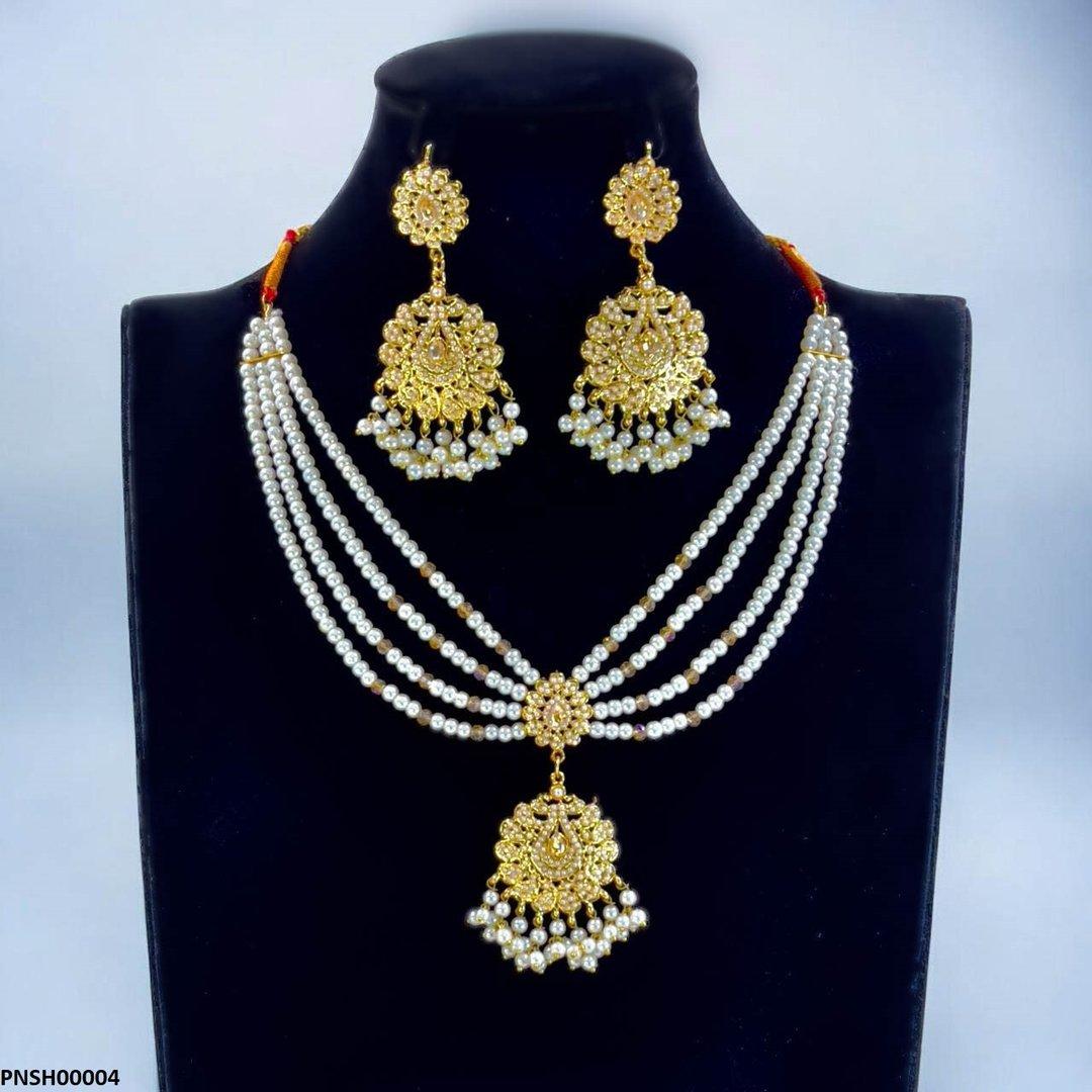 PNSH00004 MZM Pearl Drop Necklace Set - PNSH