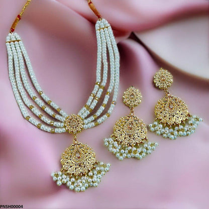 PNSH00004 MZM Pearl Drop Necklace Set - PNSH