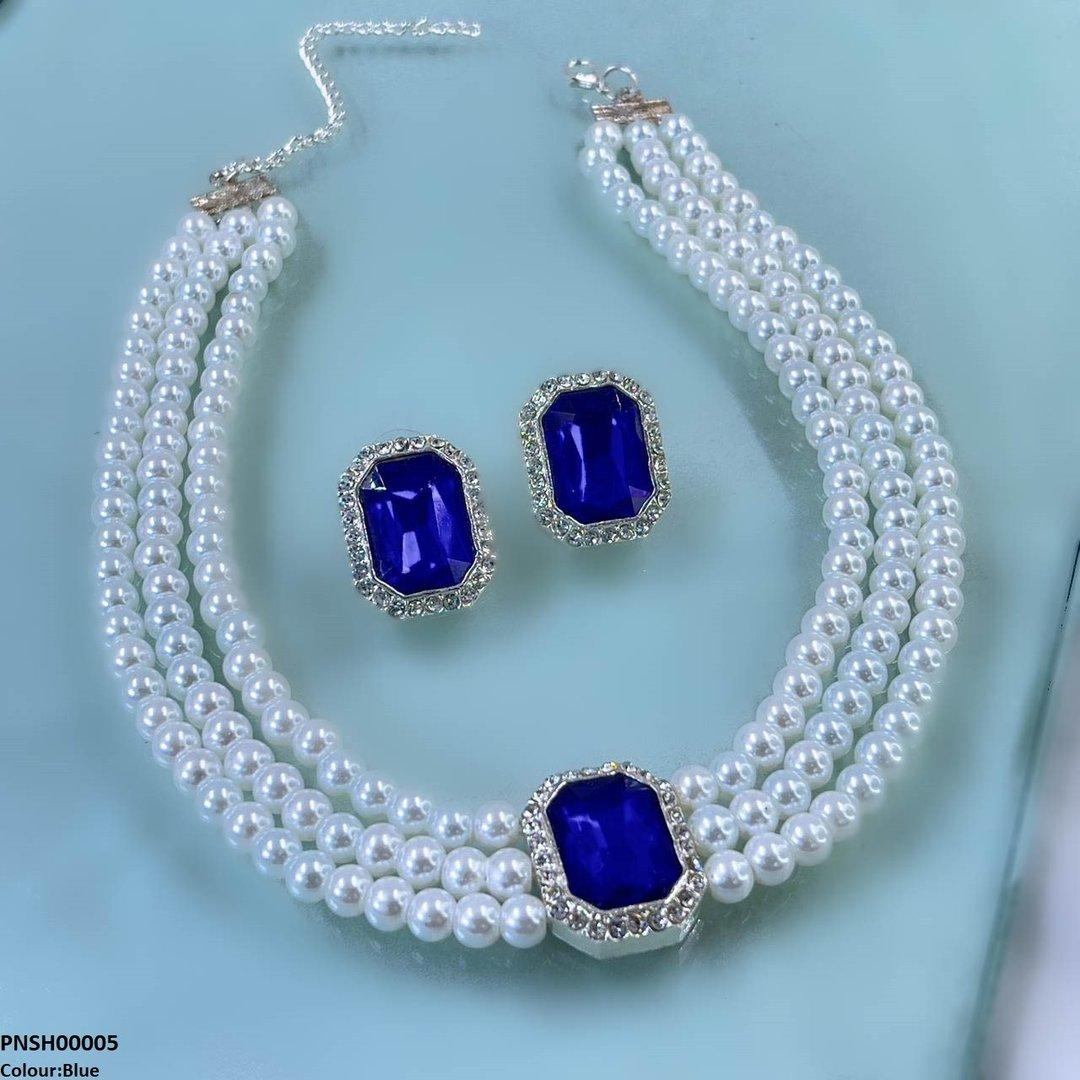 PNSH00005 SDQ Rectangle Necklace Set - PNSH