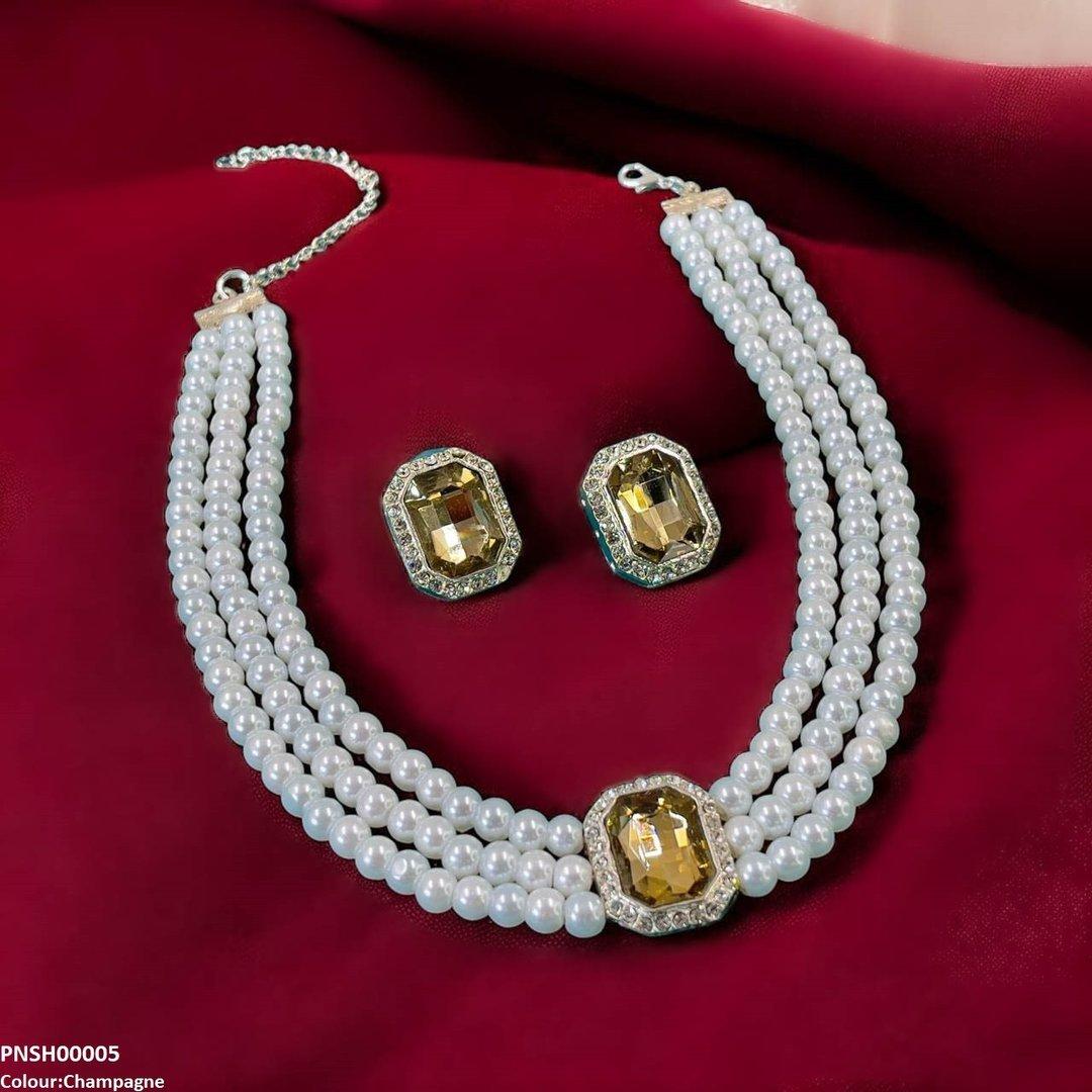 PNSH00005 SDQ Rectangle Necklace Set - PNSH