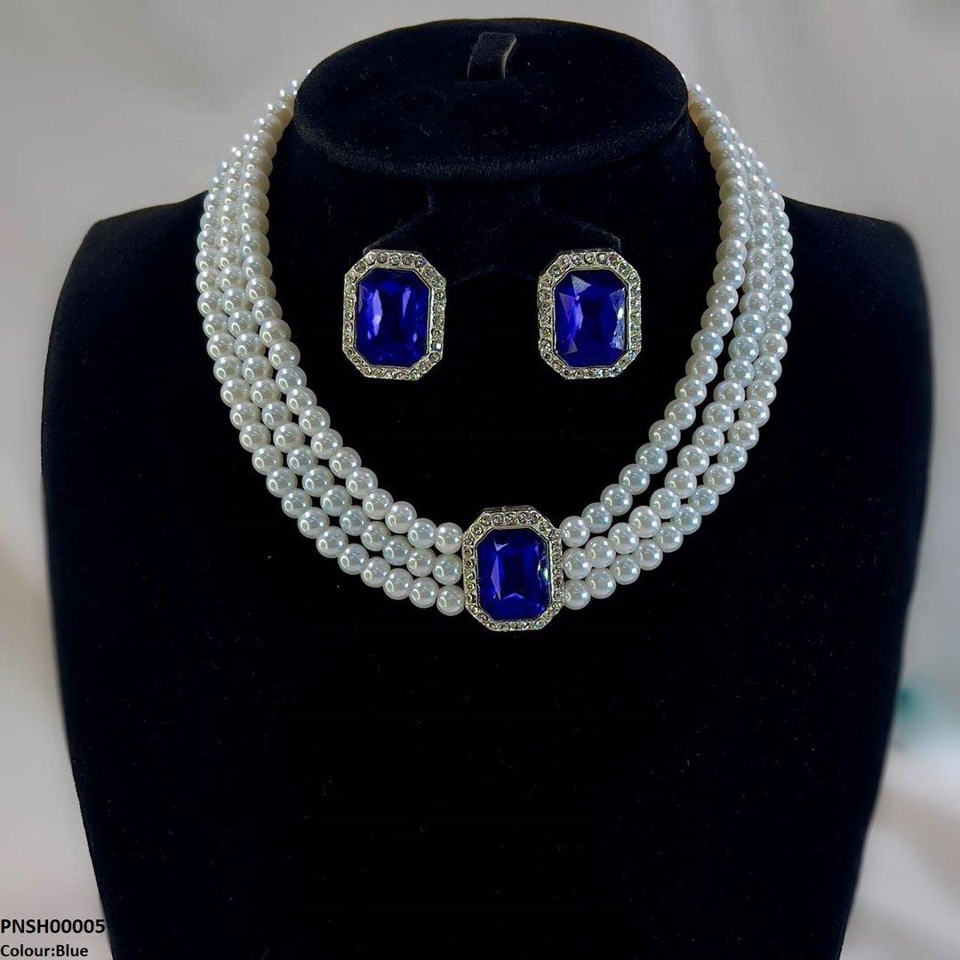 PNSH00005 SDQ Rectangle Necklace Set - PNSH