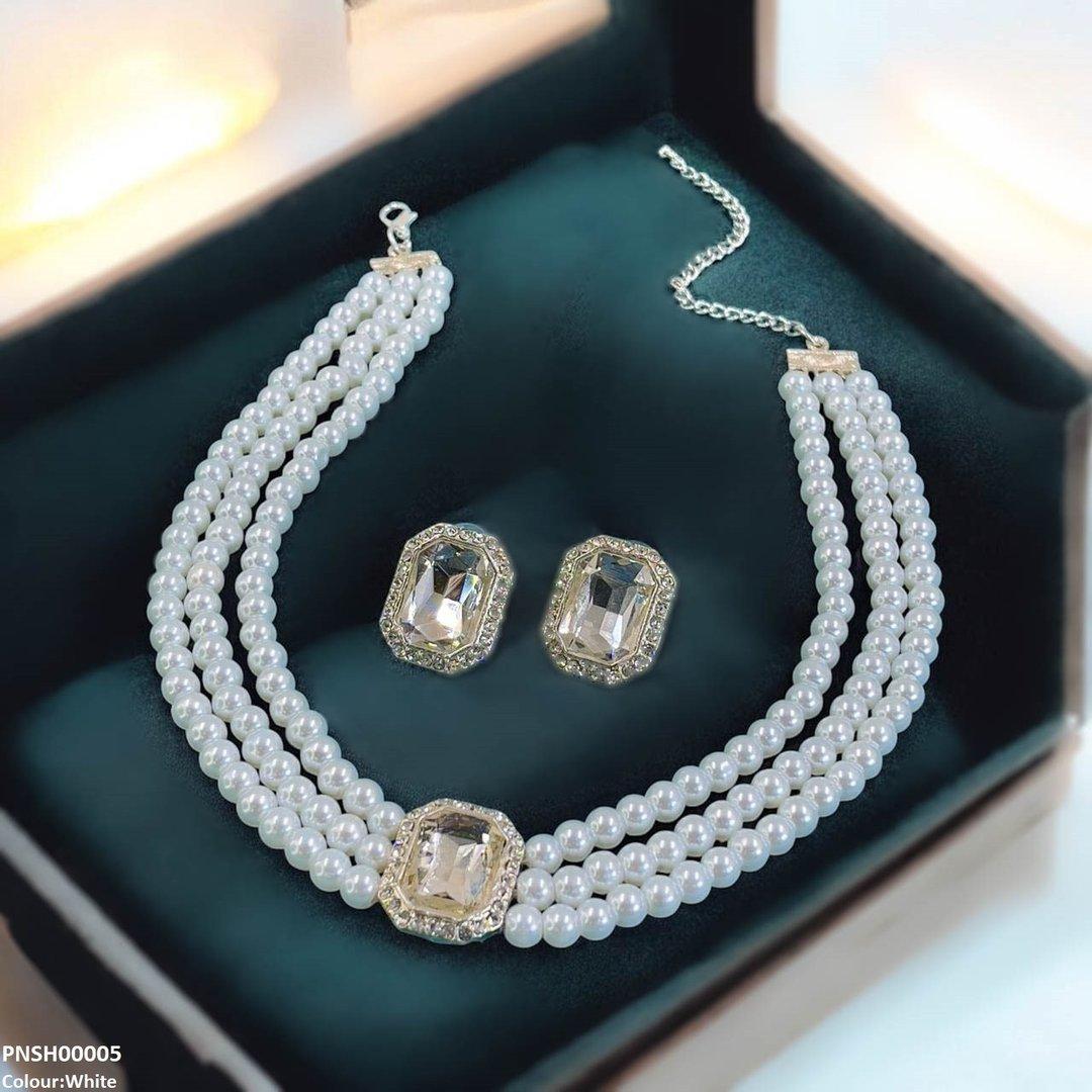 PNSH00005 SDQ Rectangle Necklace Set - PNSH