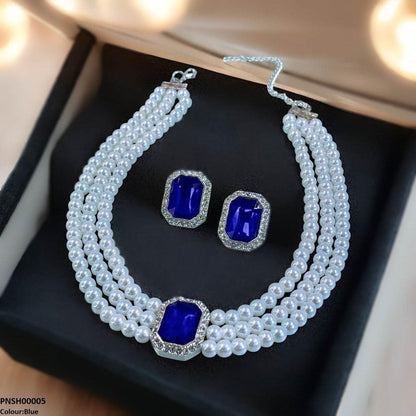 PNSH00005 SDQ Rectangle Necklace Set - PNSH