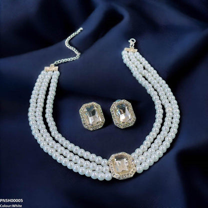 PNSH00005 SDQ Rectangle Necklace Set - PNSH