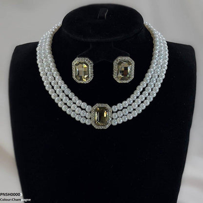 PNSH00005 SDQ Rectangle Necklace Set - PNSH