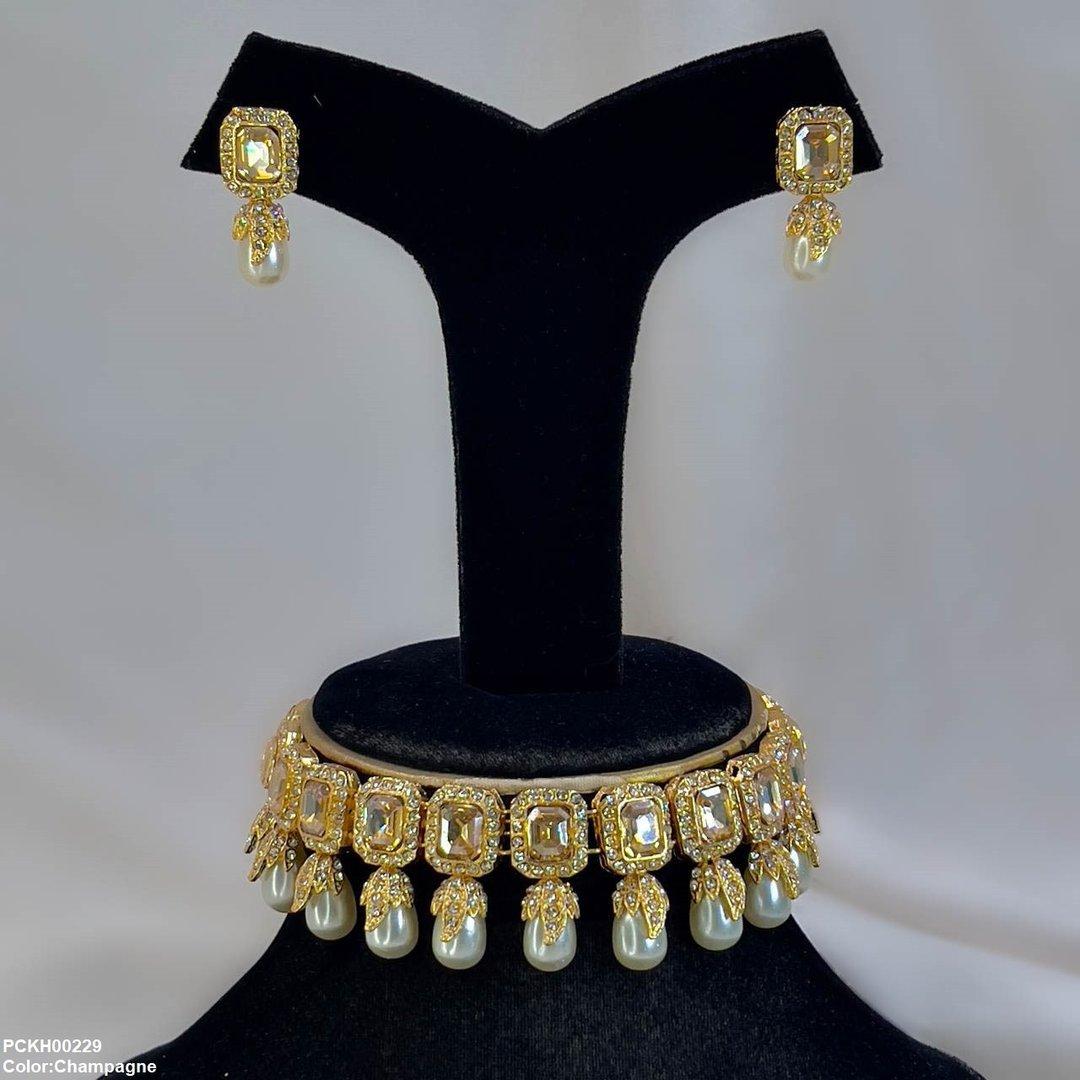 PCKH00229 SDQ Rectangle Pearl Choker Set -  PCKH