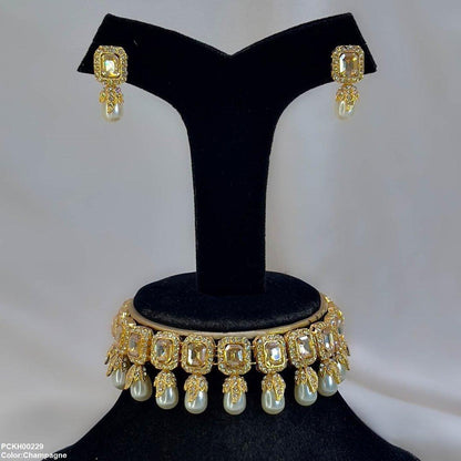 PCKH00229 SDQ Rectangle Pearl Choker Set -  PCKH