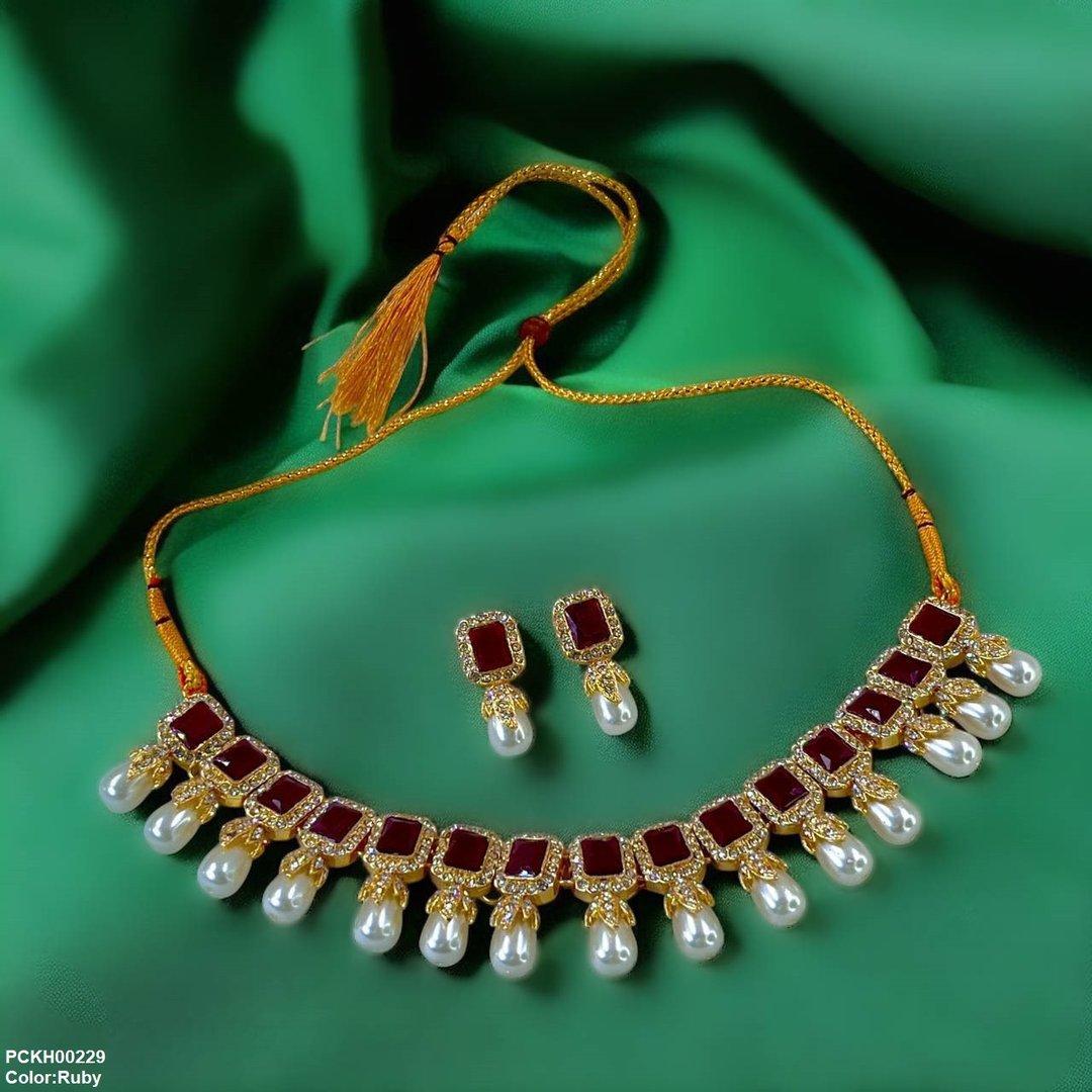 PCKH00229 SDQ Rectangle Pearl Choker Set -  PCKH